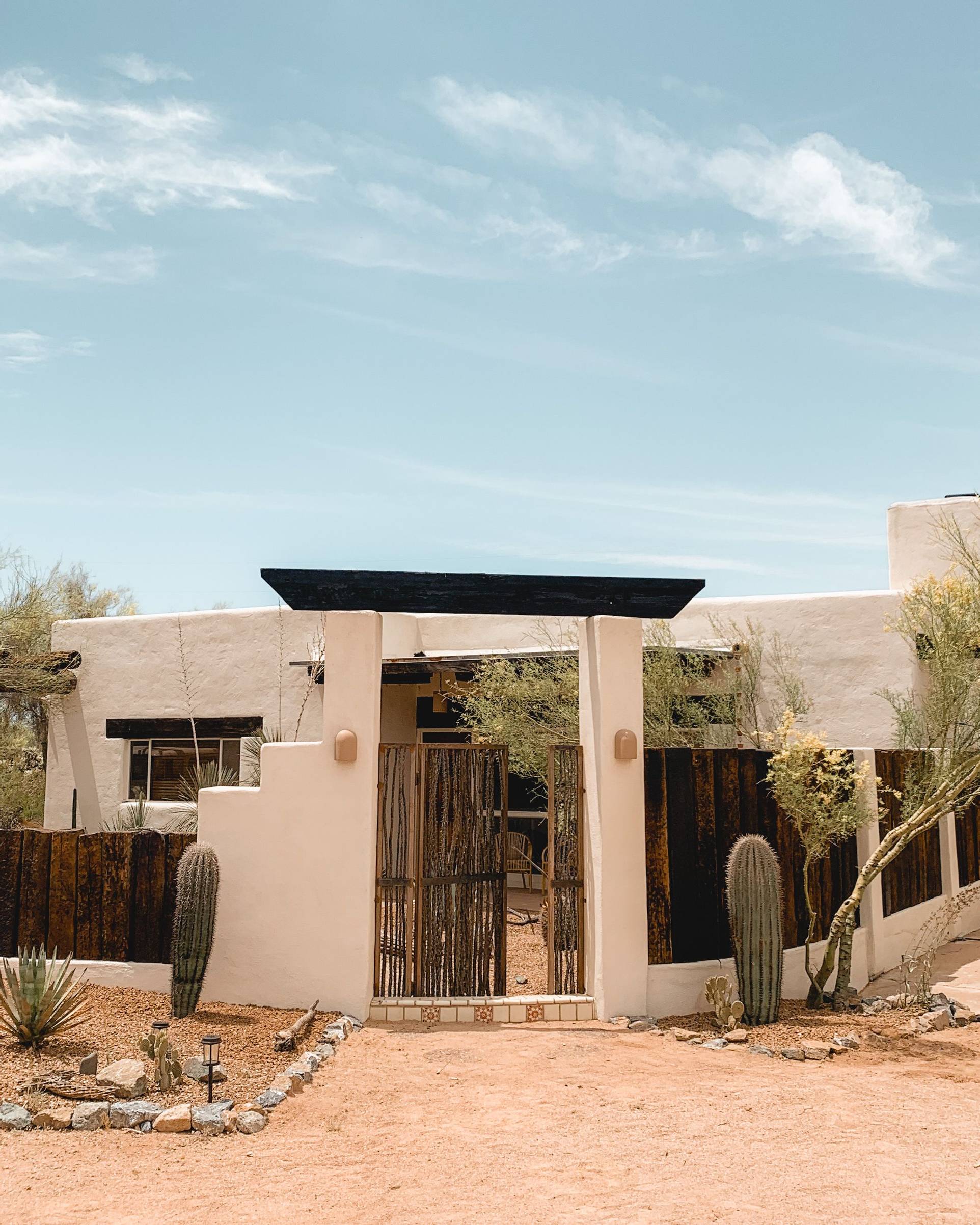 Free-spirited wellness retreat The Joshua Tree House exterior desert wellness retreat